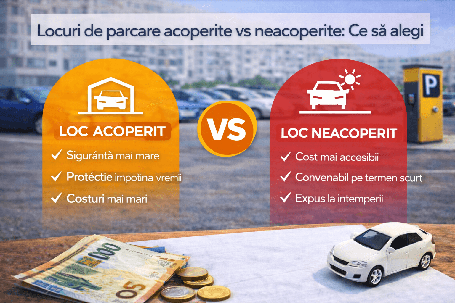 Locuri de parcare acoperite vs neacoperite: Ce să alegi